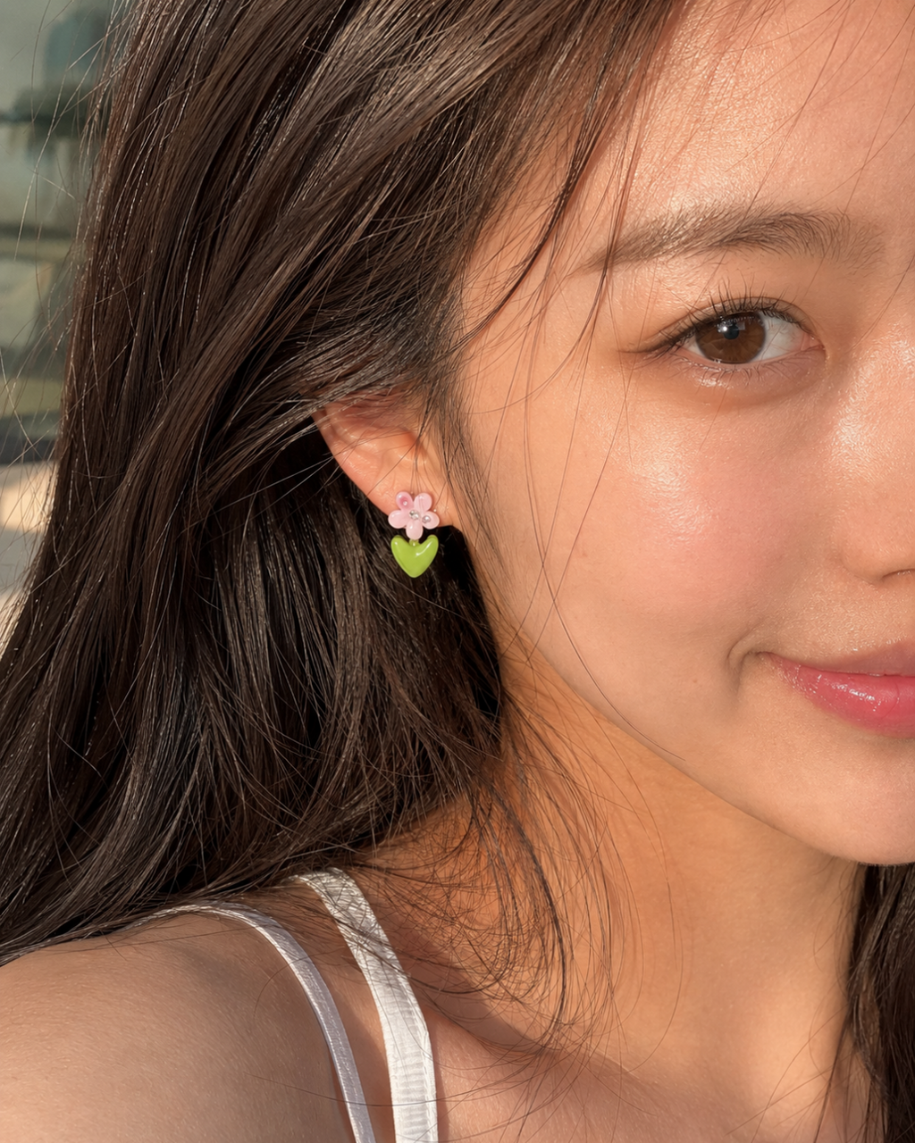 Pastel Pink Flower Enamel Stud Earrings