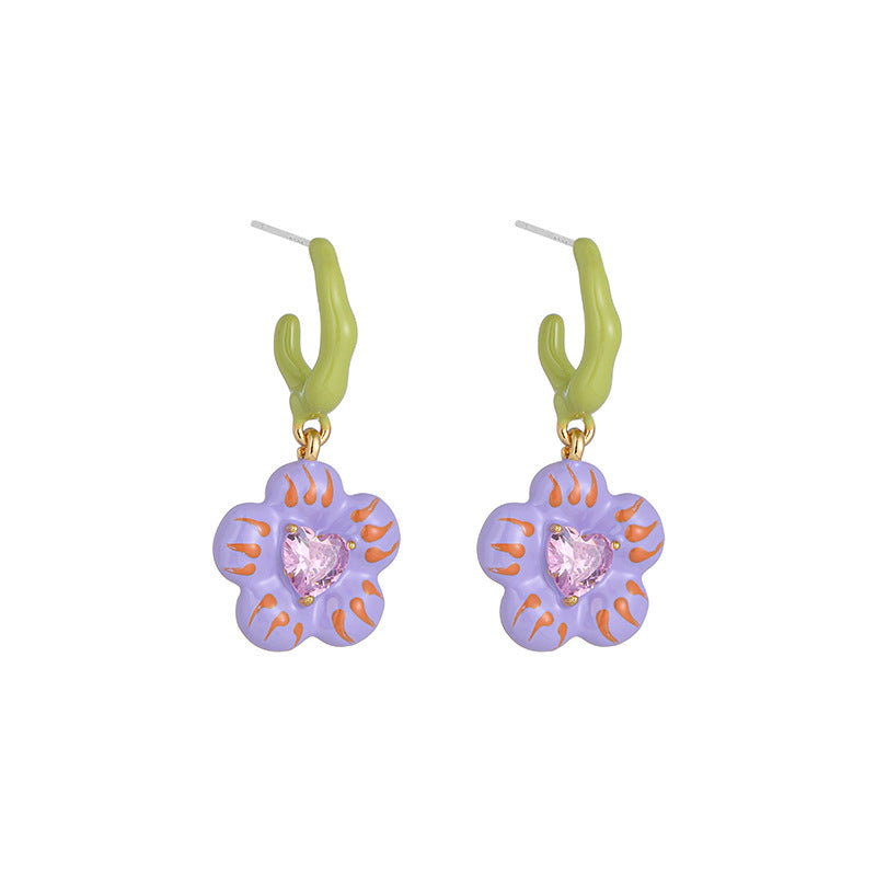 Lilac Heart Earrings