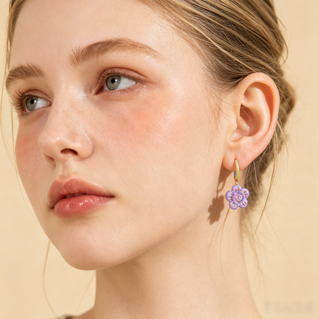 Lilac Heart Earrings