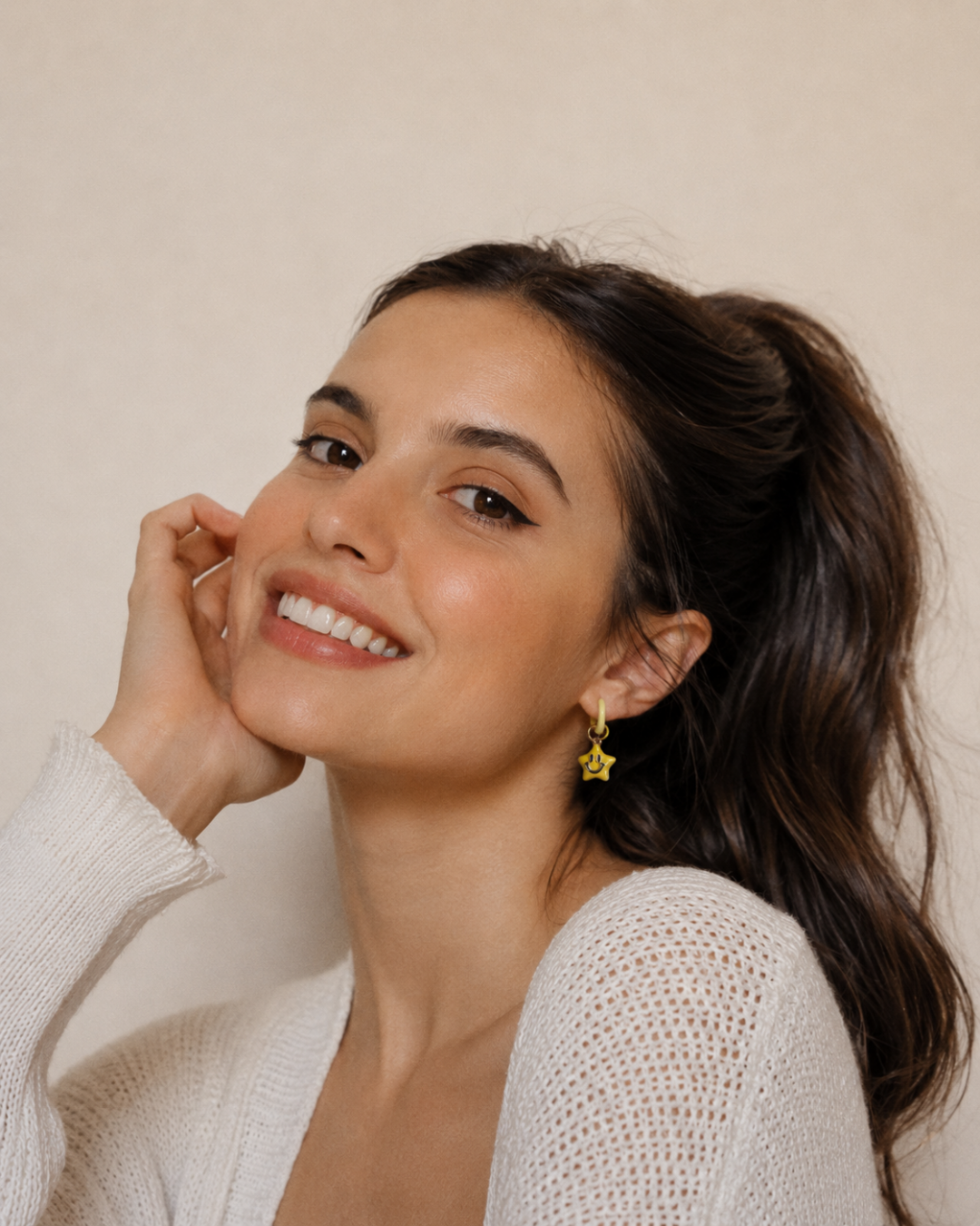 Yellow Smiley Face Star Earrings