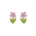 Pastel Pink Flower Enamel Stud Earrings