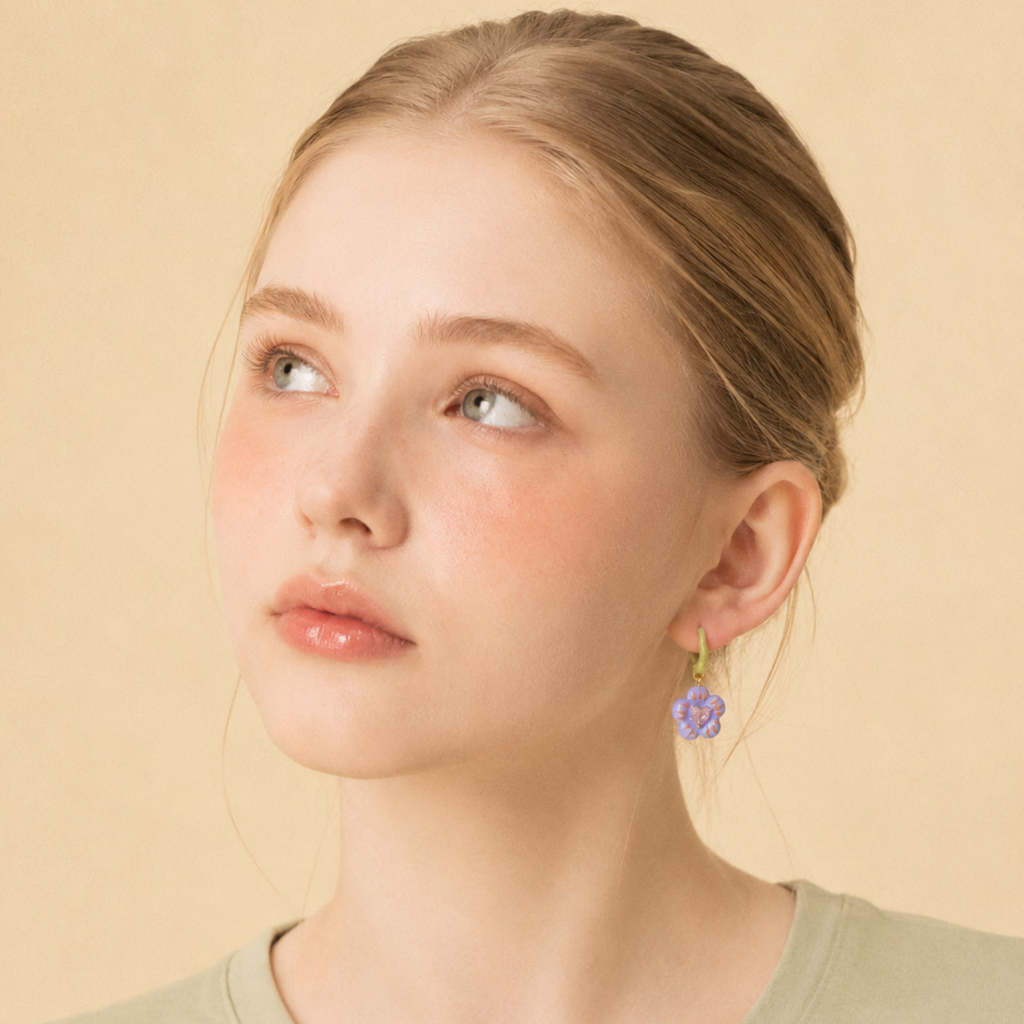 Lilac Heart Earrings