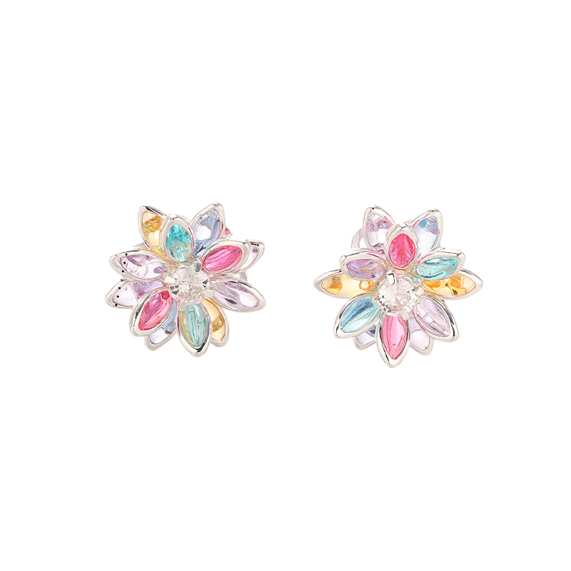 Rainbow Bloom Stud Earrings